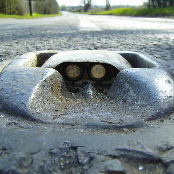 Catseyes in the road