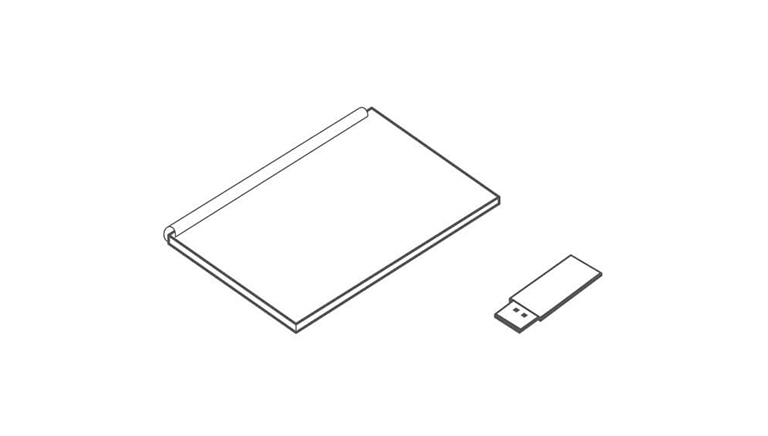 Drawing of a teacher's information pack and USB