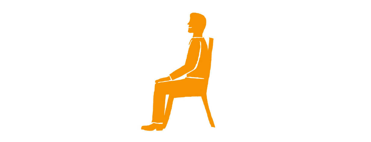Drawing of a man sitting on a chair.
