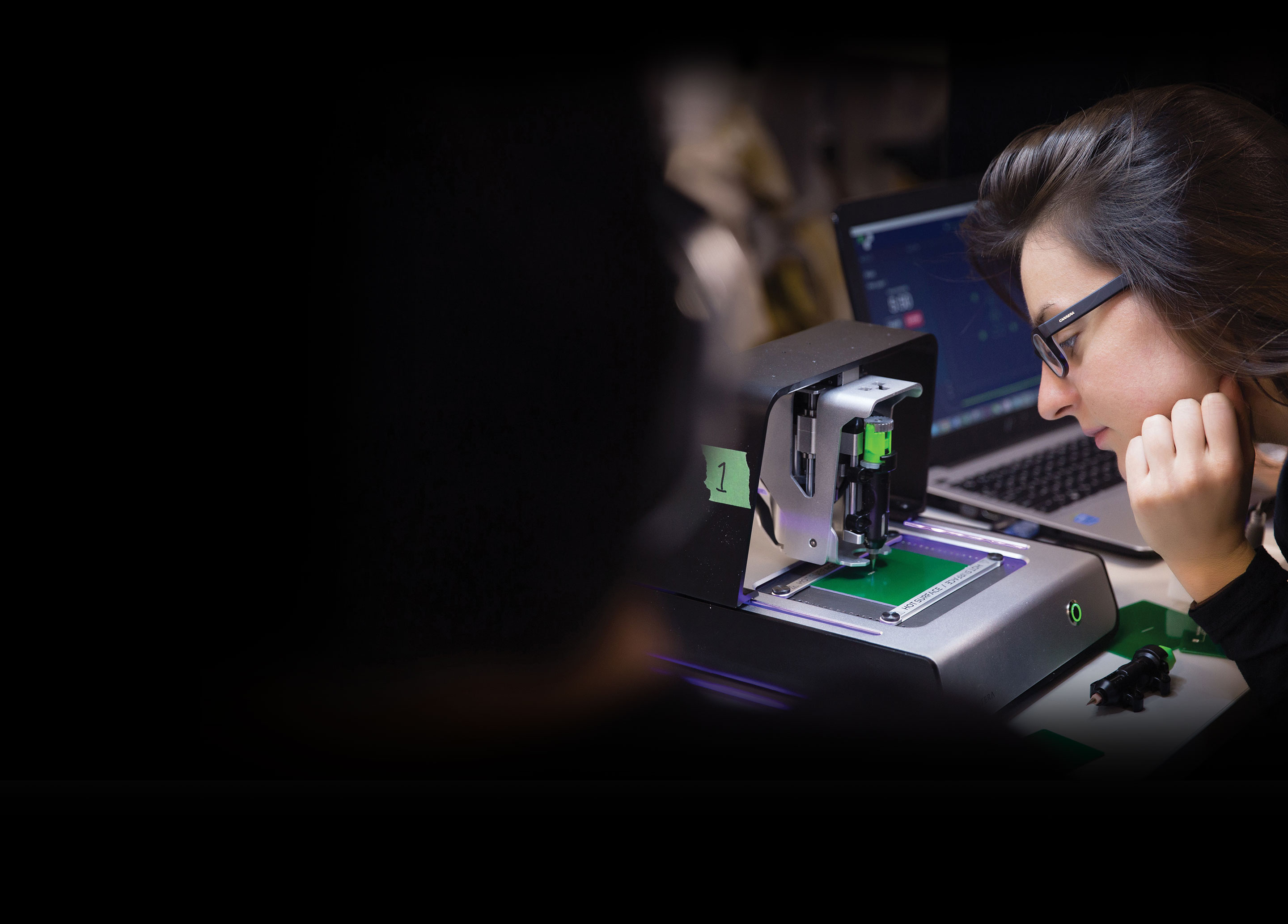 An engineer printing a circuit board using Volterra V-One, the 2015 James Dyson Award winner.