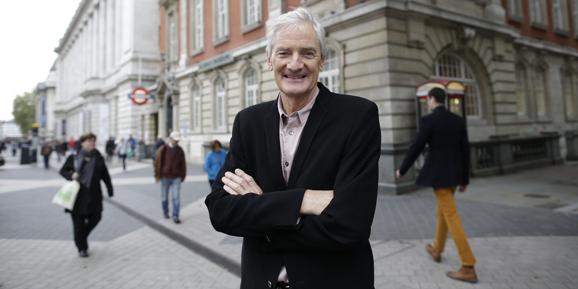 James Dyson outside the Dyson School of Design Engineering at Imperial College London
