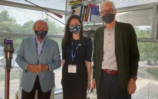 Sir Jackie Stewart, Dr Clare Durrant and Sir James Dyson.