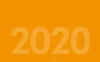 An orange background with '2020' written in lighter orange text.