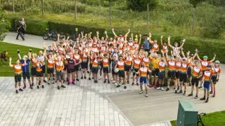 Dyson people having taken part in Tour de Dyson, raising money for Alzheimer's Research UK.