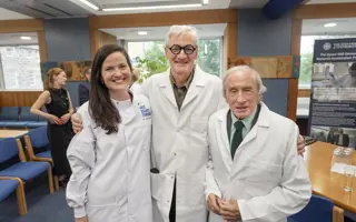 Dr Claire Durrant, Sir James Dyson and Sir Jackie Stewart pictured on the day of the lab opening at the University of Edinburgh.