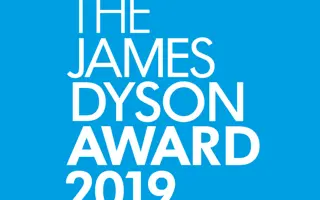 The James Dyson Award logo written in white on a blue background.