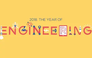 '2018 the year of engineering' written in blue on a yellow background.
