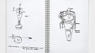 A sketch book which contains illustrations of cyclone technology.