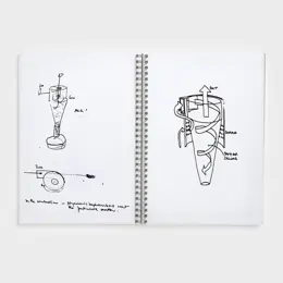 A sketch book which contains illustrations of cyclone technology.