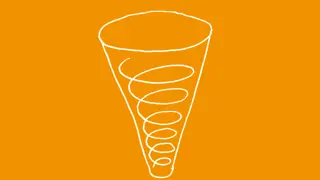 An illustration of cyclone technology on an orange background.